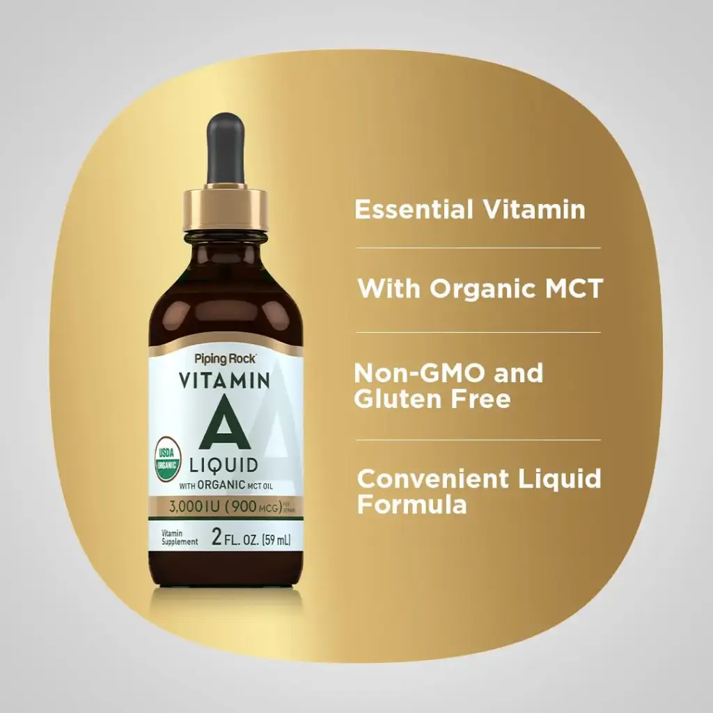 Piping Rock Vitamin A Liquid Drops | 2 fl oz | with Organic MCT Oil | Non-GMO Gluten Free — Liquid