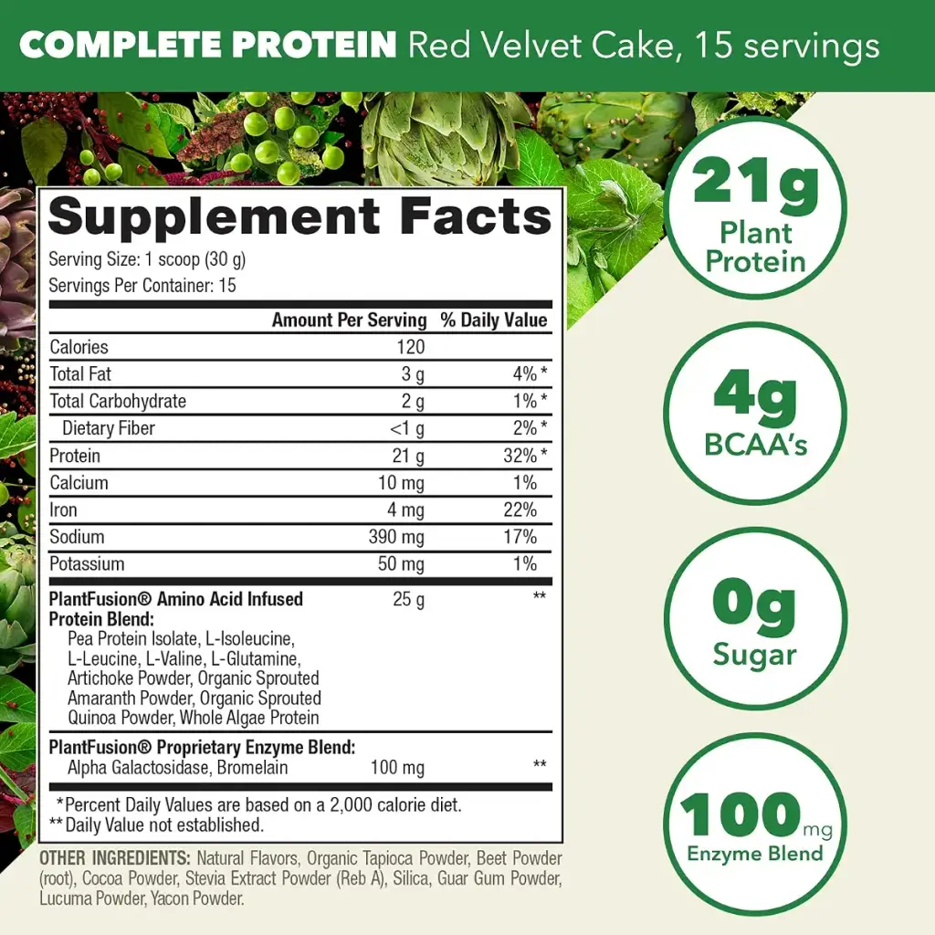 PlantFusion Vegan Protein Powder, Plant Based Protein Powder, BCAAs + Digestive Enzymes — 1 lb