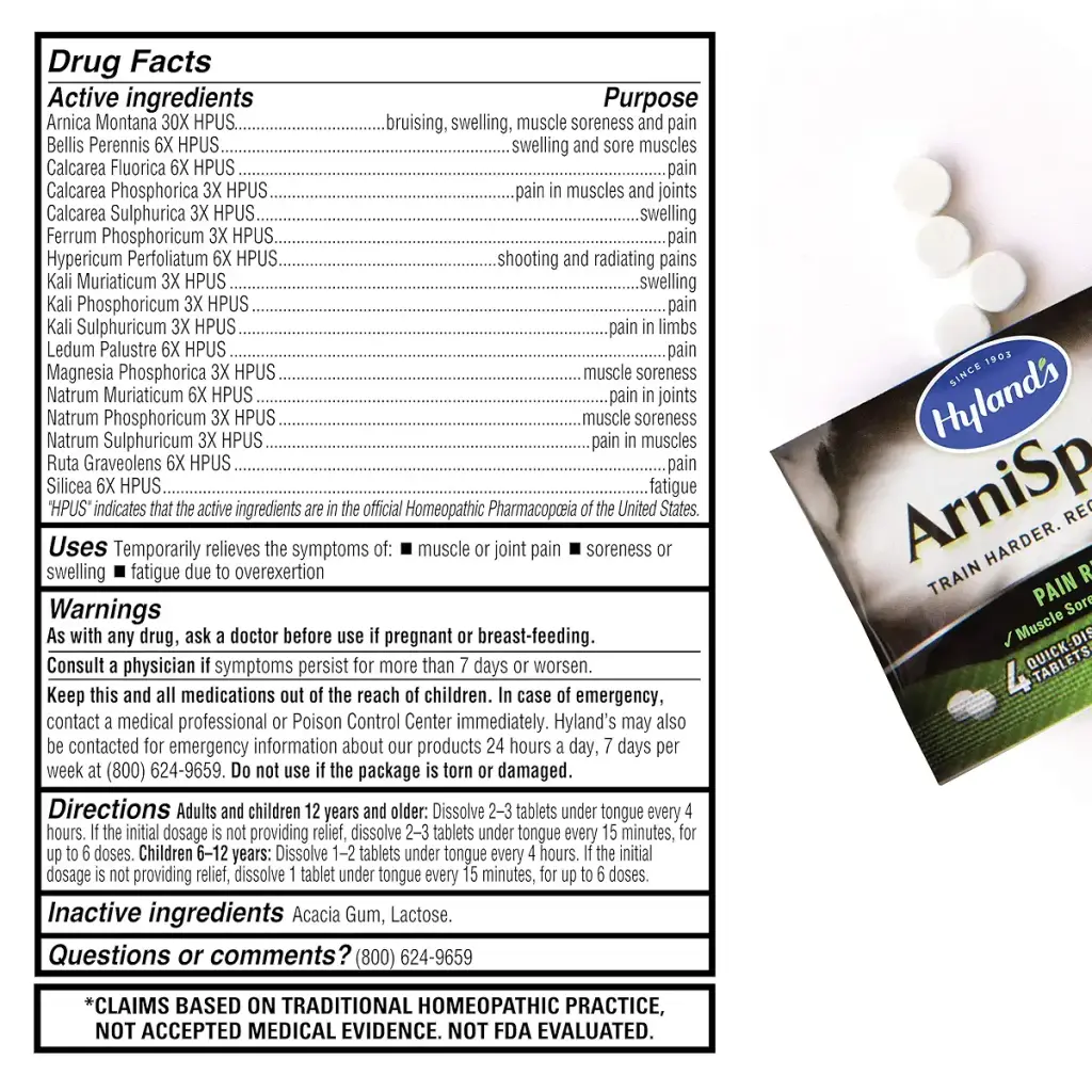 Post Workout Recovery Tablets ArniSport by Hyland's, Natural Quick Dissolving Pain — Tablets