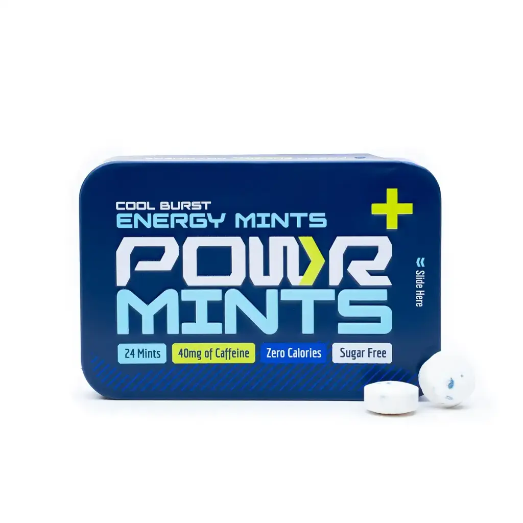 POWR Energy Mints - 24 Mints 40mg of Caffeine Per Mint Sugar Free Zero Calories No Aspartame - Pre-Workout Cycling Running