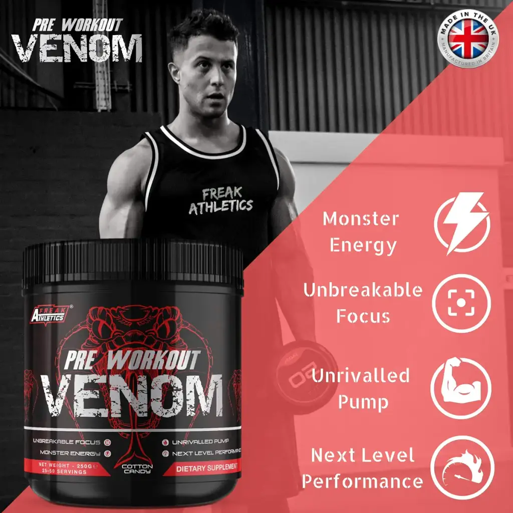 Pre Workout Venom 'Cotton Candy' - The No1 Pump Pre Workout Supplement by Freak Athletics — Powder