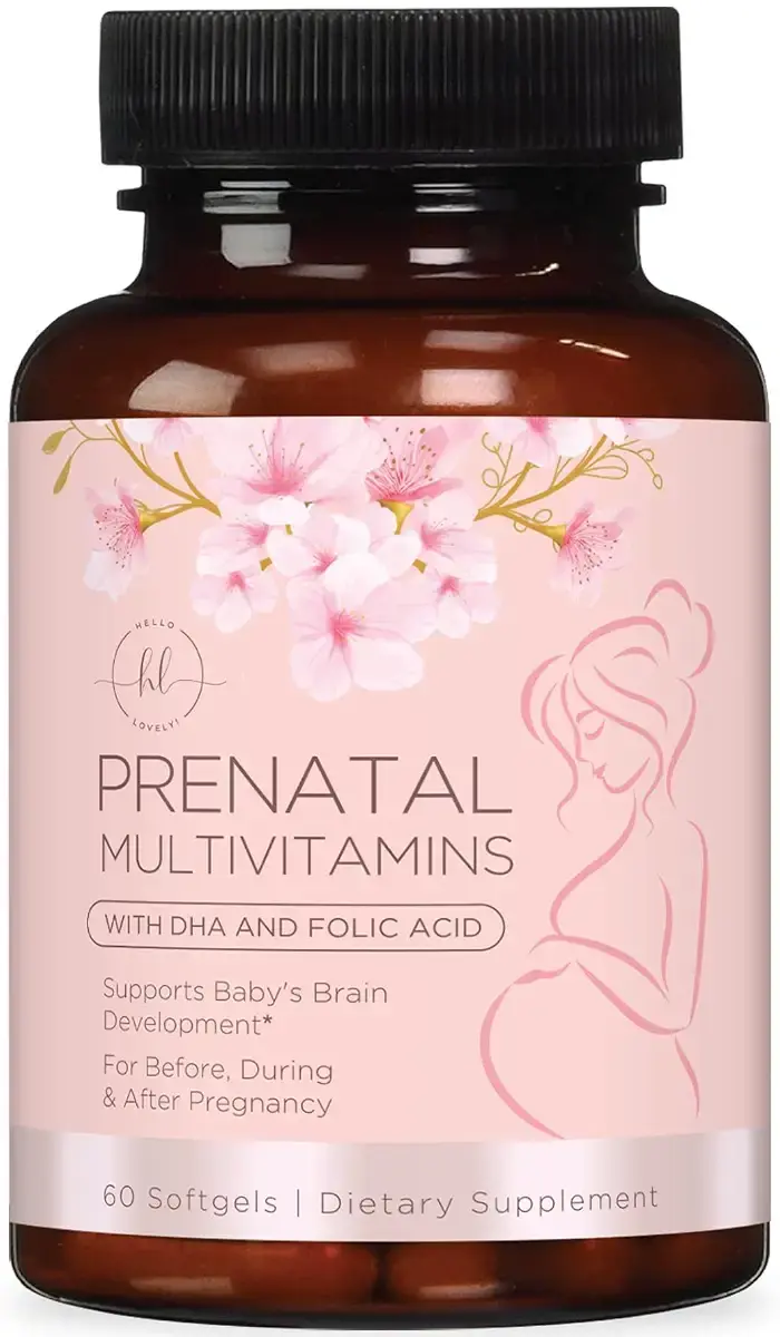 Prenatal Vitamins for Women - Complete Prenatal Multivitamin with Folic Acid & DHA Brain Development Support with Omega 3's Vitamin A C D B6 B12 & Iron Pregnancy Supplement - 60 Softgels 60 Count (Pack of 1)