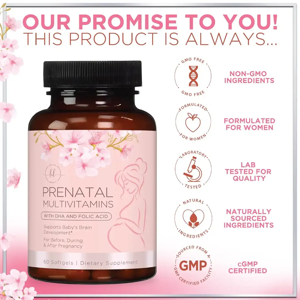 Prenatal Vitamins for Women - Complete Prenatal Multivitamin with Folic Acid & DHA Brain — pack of 60