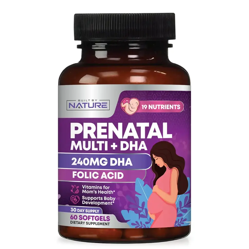 Prenatal Vitamins for Women - Multivitamin with DHA Folic Acid Vitamin C B12 Iron & Omega-3 - Before During & Post Pregnancy Supplement for Healthy Growth & Brain Development - 60 Softgels 60 Count (Pack of 1)