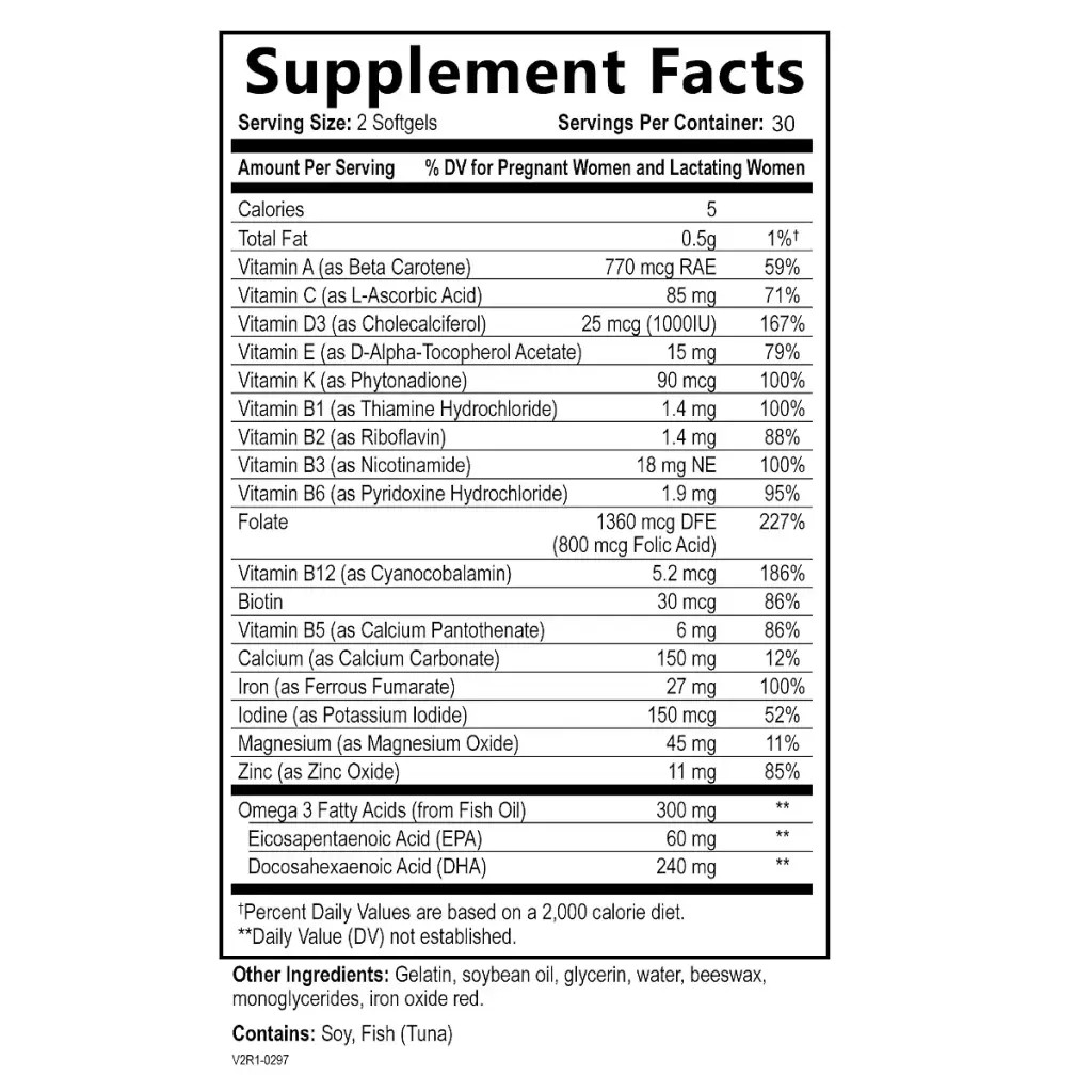 Prenatal Vitamins for Women - Multivitamin with DHA Folic Acid Vitamin C B12 Iron & — pack of 60