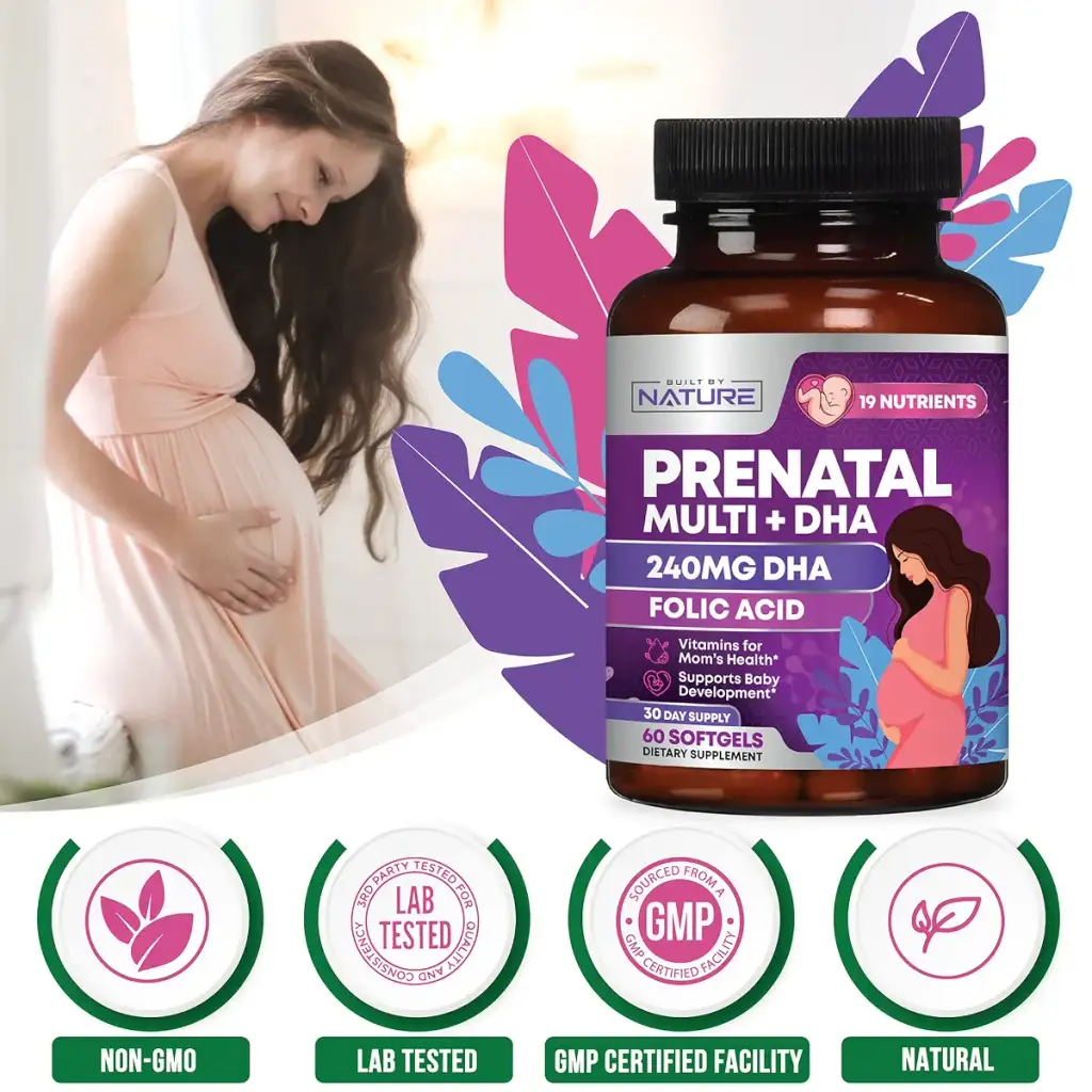Prenatal Vitamins for Women - Multivitamin with DHA Folic Acid Vitamin C B12 Iron & — pack of 60