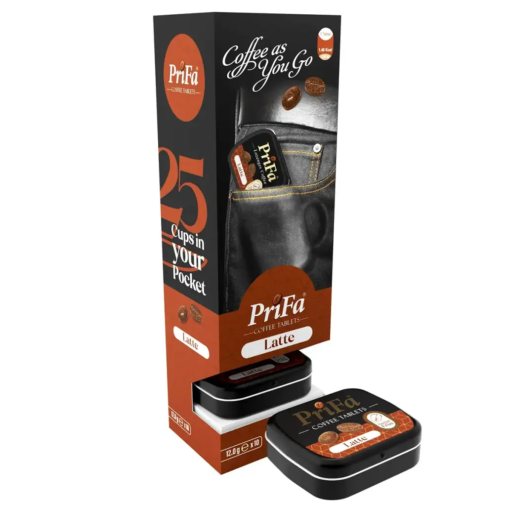 PRIFA Coffee Tablets Box (10 X 25 Tablets)- Pocket Coffee Sugar Free Coffee Candy- Flavored Real Coffee Coffee Mints- Natural Keto Gluten Free Vegetarian Non-GMO Caffeine Candies (Latte) Latte 250 Count (Pack of 1)