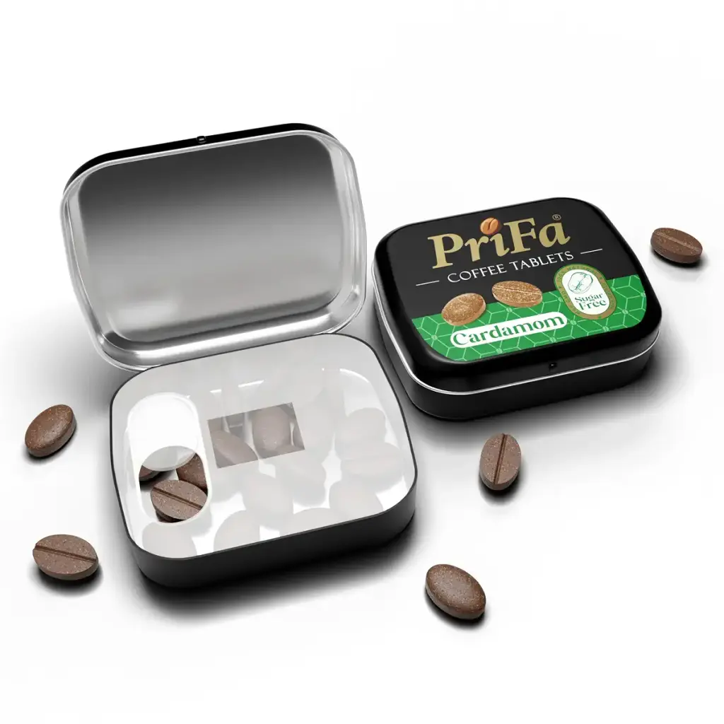 PriFa Coffee Tablets Cardamom Pocket Coffee - Unsweetened Real Coffee Absorbable Lozenge Coffee Candy - Natural Sugar Free Instant Energy Pouches Caffeine Mints for Keto (Cardamom 1 Pack 25 Tablets)