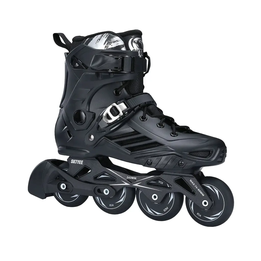 Professional Inline Skates for Women Men, Roller Skates Adult Male Female, Comfortable Breathabl Speed Racing Skates with Washable Lining, Beginner, Black Black MEN 5.5/WOMEN 6.5