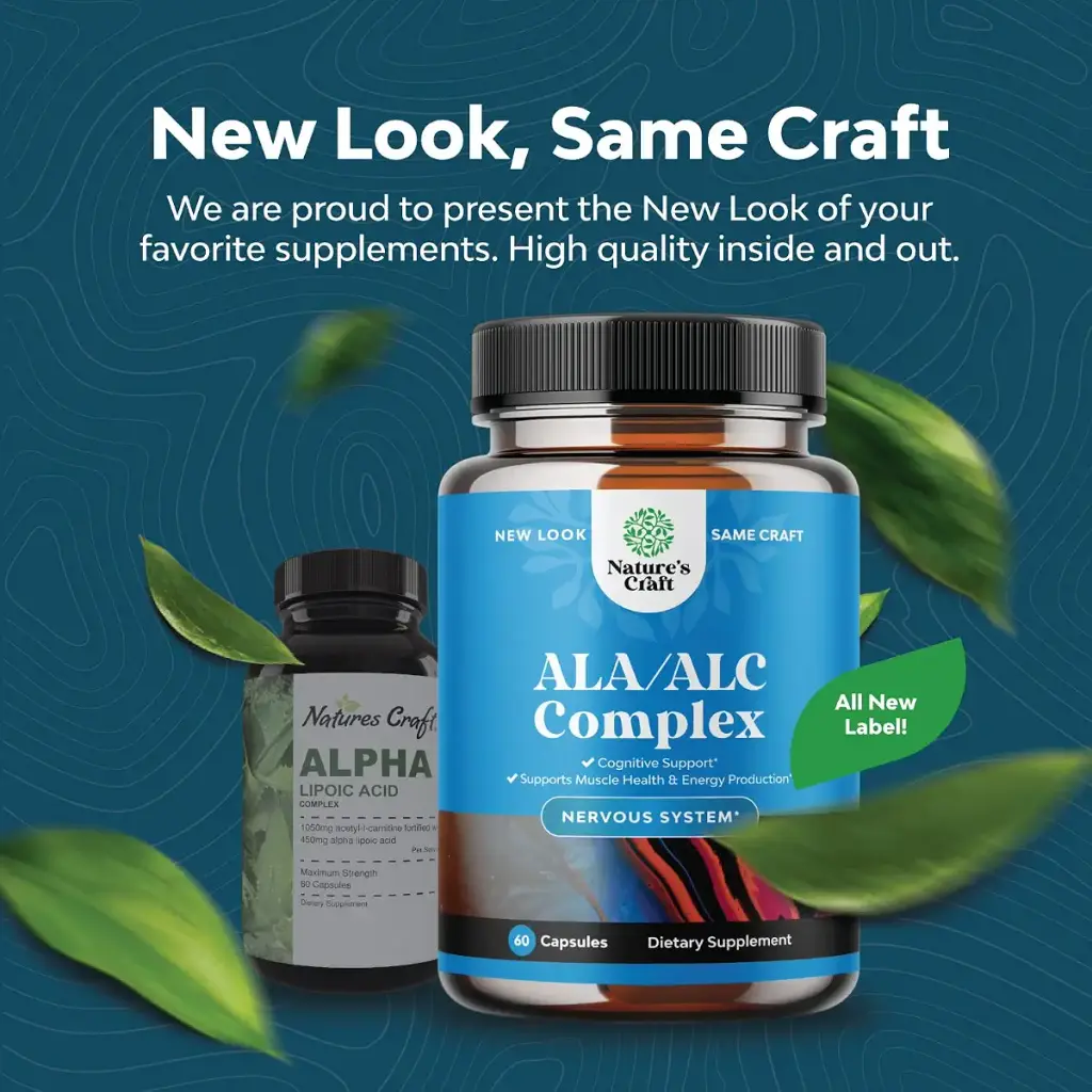 Pure Alpha Lipoic Acid Supplement with Acetyl L-Carnitine - Natural ALA ALC Amino Acids — pack of 60