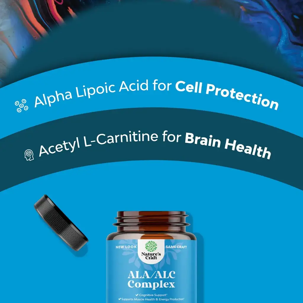 Pure Alpha Lipoic Acid Supplement with Acetyl L-Carnitine - Natural ALA ALC Amino Acids — Capsules