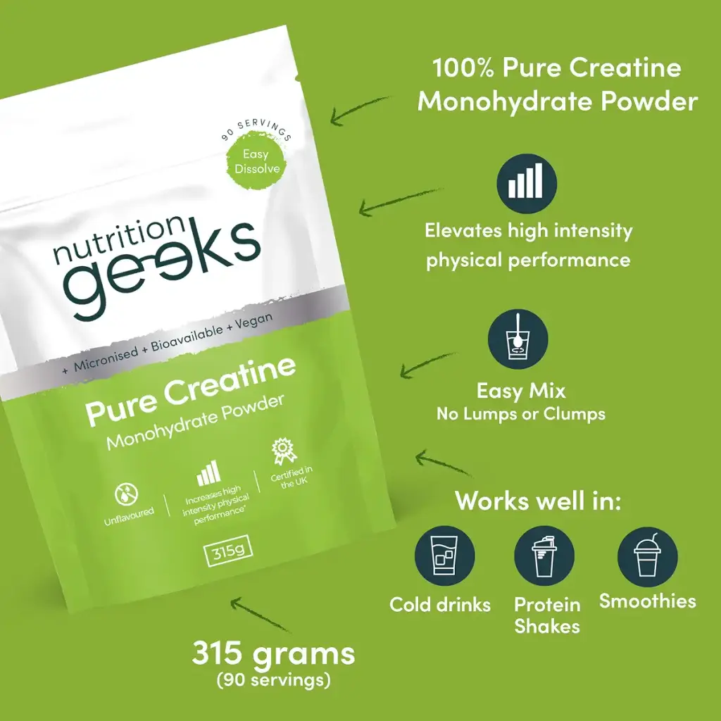 Pure Creatine Monohydrate Powder - 315g (90 Servings) - Easy Dissolve Creatine Powder — Tablets
