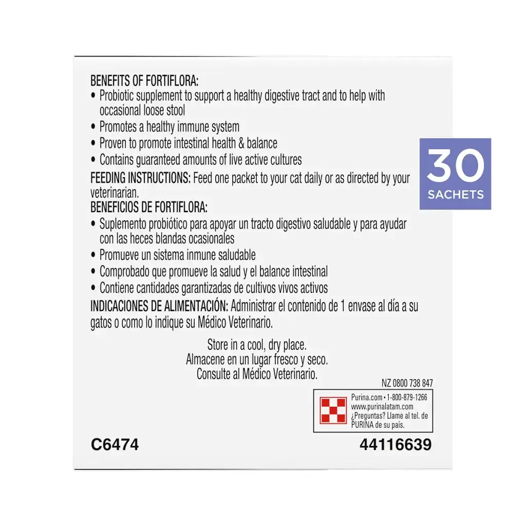 Purina Fortiflora Cat Probiotic Powder Supplement, Pro Plan Veterinary Supplements — Purina Fortiflora