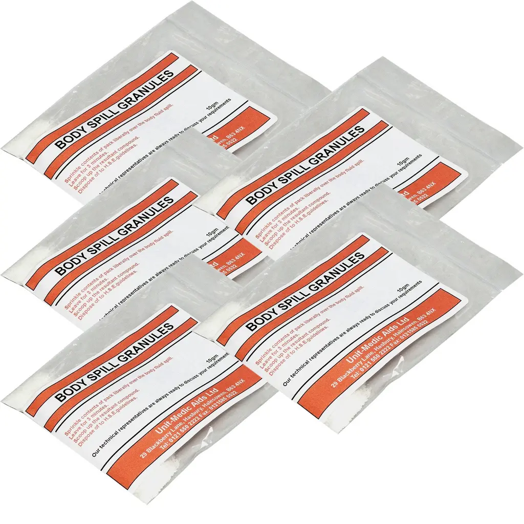 Qualicare Blood Body Fluid Spill Vomit Emergency Absorbent Granules 5 x 10g Sachet