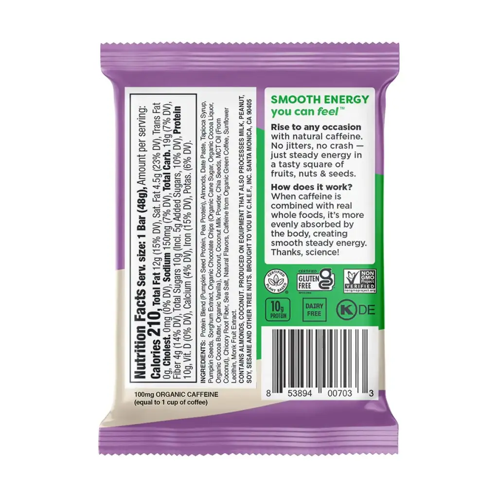 Quantum Energy Squares, Coconut Almond Chocolate Chip, 1.69 Ounce — Chocolate