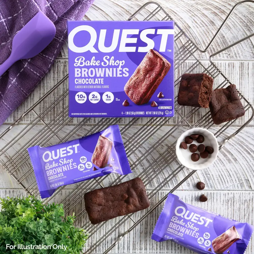 Quest Nutrition Bake Shop Chocolate Brownies 10g Protein 2g Net Carbs 1g Sugar 4 Count — pack of 4