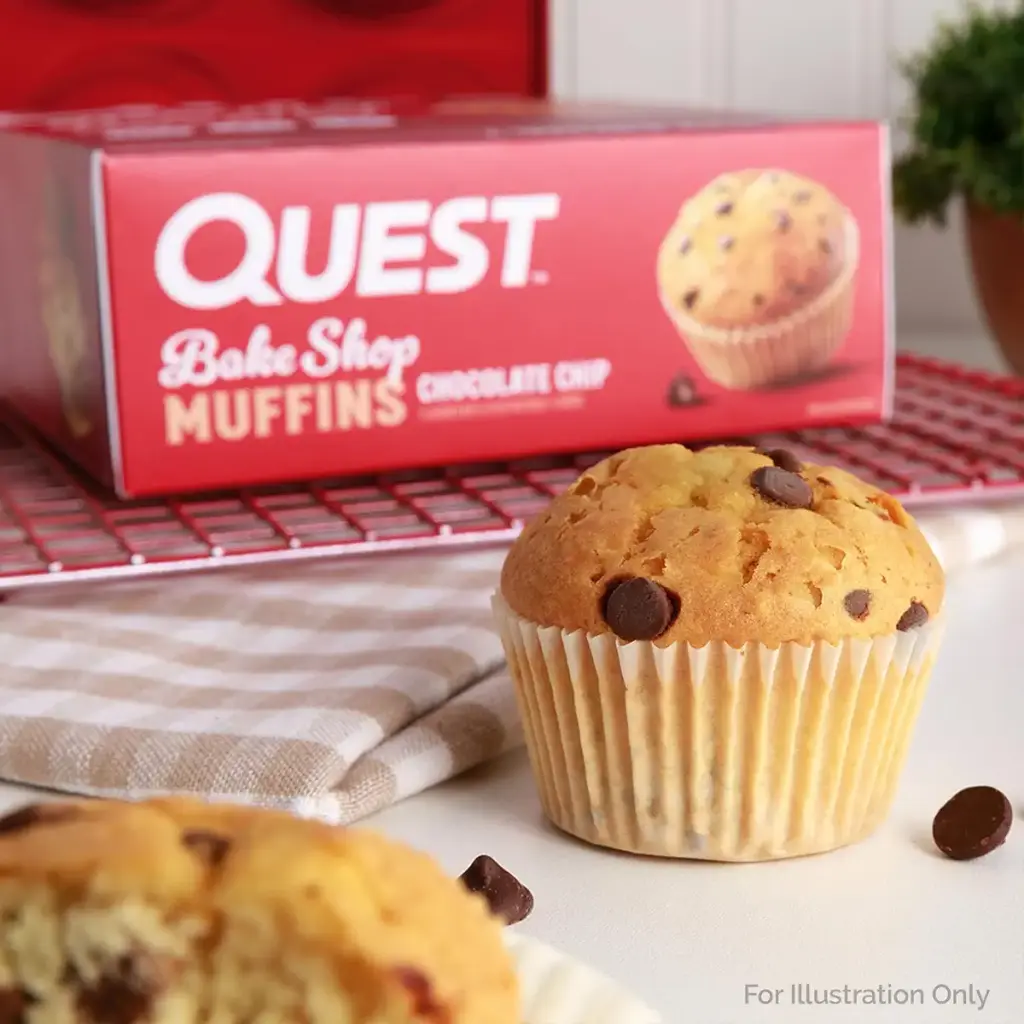 Quest Nutrition Chocolate Chip Muffin 10g Protein 2g Net Carb Less than 1g Sugar Protein — Chocolate