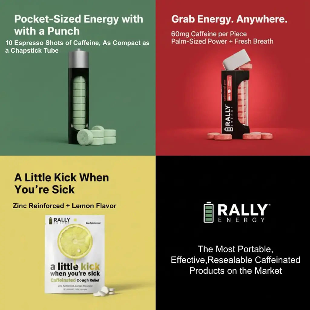 Rally Caffeine Mints 60 Milligram Instant Energy Fresh Breath Caffeinated 0 Sugar Natural — Mint