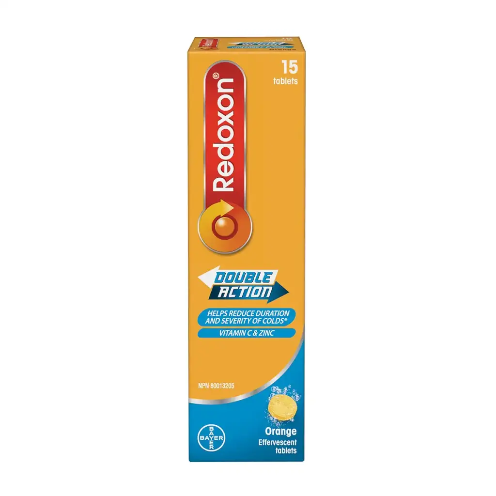 Redoxon Double Action Vitamin C And Zinc - Vitamin C With Zinc Effervescent Tablets For Immunity Zinc And Vitamin C Supplement Immune Support For Adults 15 Orange Flavour Tablets