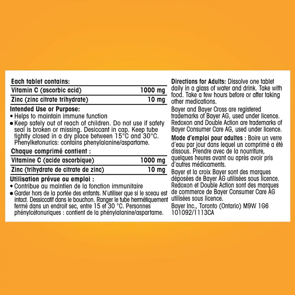 Redoxon Double Action Vitamin C And Zinc - Vitamin C With Zinc Effervescent Tablets For — Vitamins