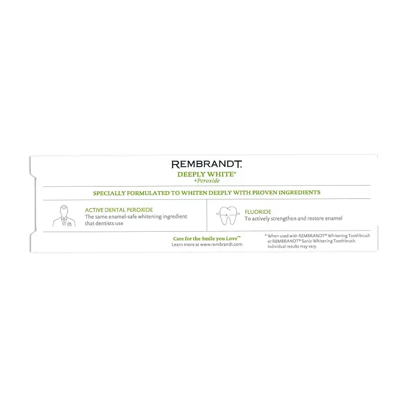 Rembrandt Deeply White + Peroxide Whitening Toothpaste, Peppermint Flavor, 3.5-Ounce — Mint