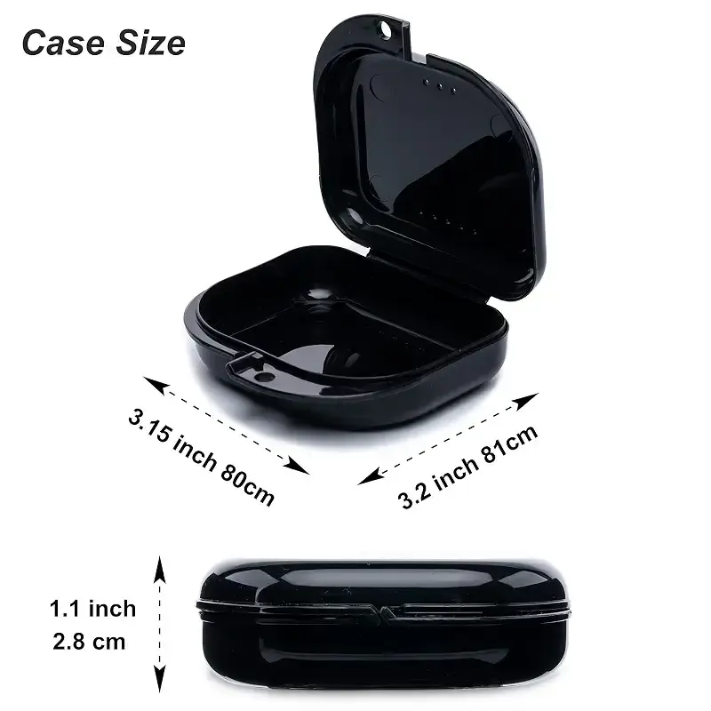 Retainer Case with Vent Holes, 4 Pcs Denture Case, Durable & Similar Mouth Guard Case for — pack of 4