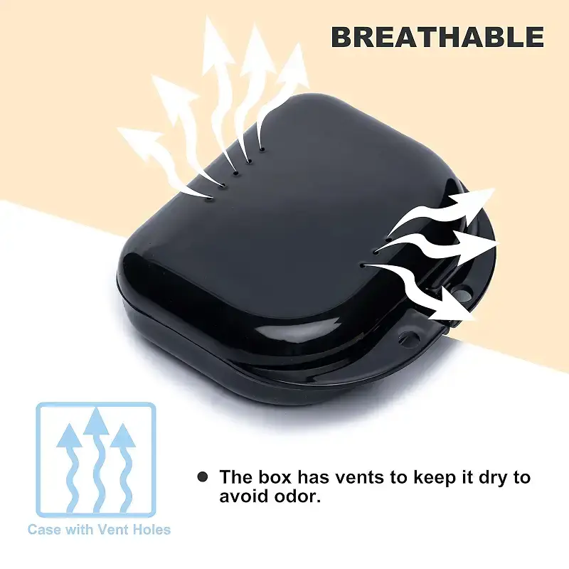 Retainer Case with Vent Holes, 4 Pcs Denture Case, Durable & Similar Mouth Guard Case for — Oral Care