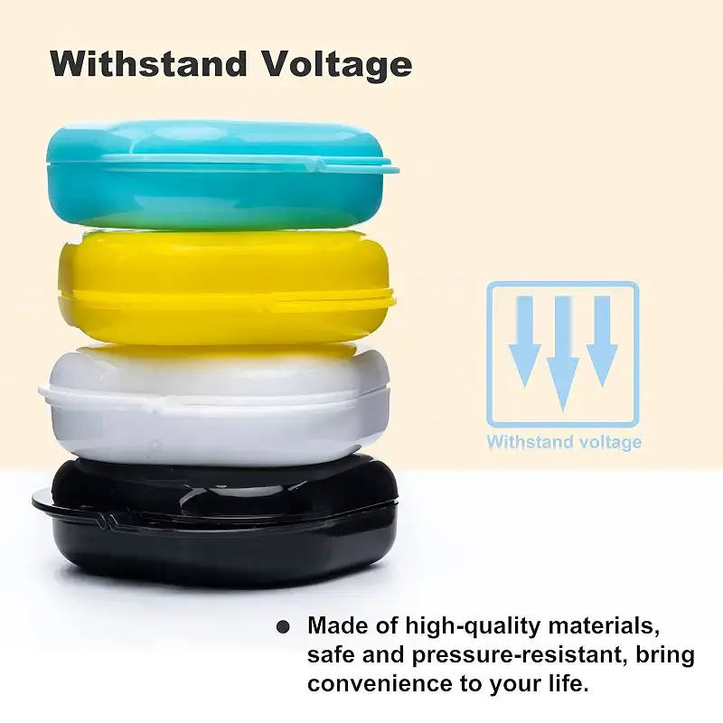 Retainer Case with Vent Holes, 4 Pcs Denture Case, Durable & Similar Mouth Guard Case for — pack of 4