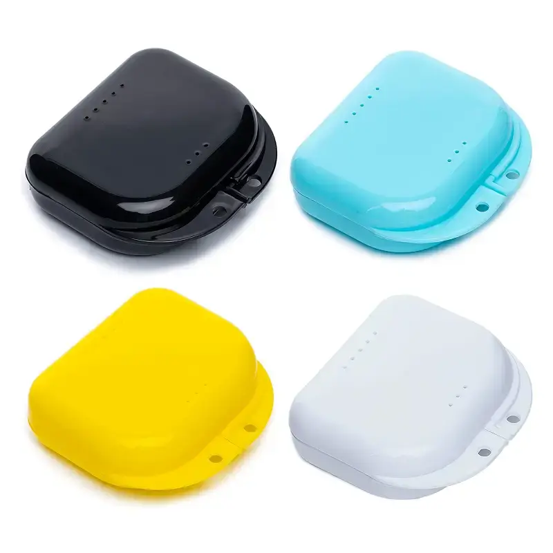 Retainer Case with Vent Holes, 4 Pcs Denture Case, Durable & Similar Mouth Guard Case for — Oral Care