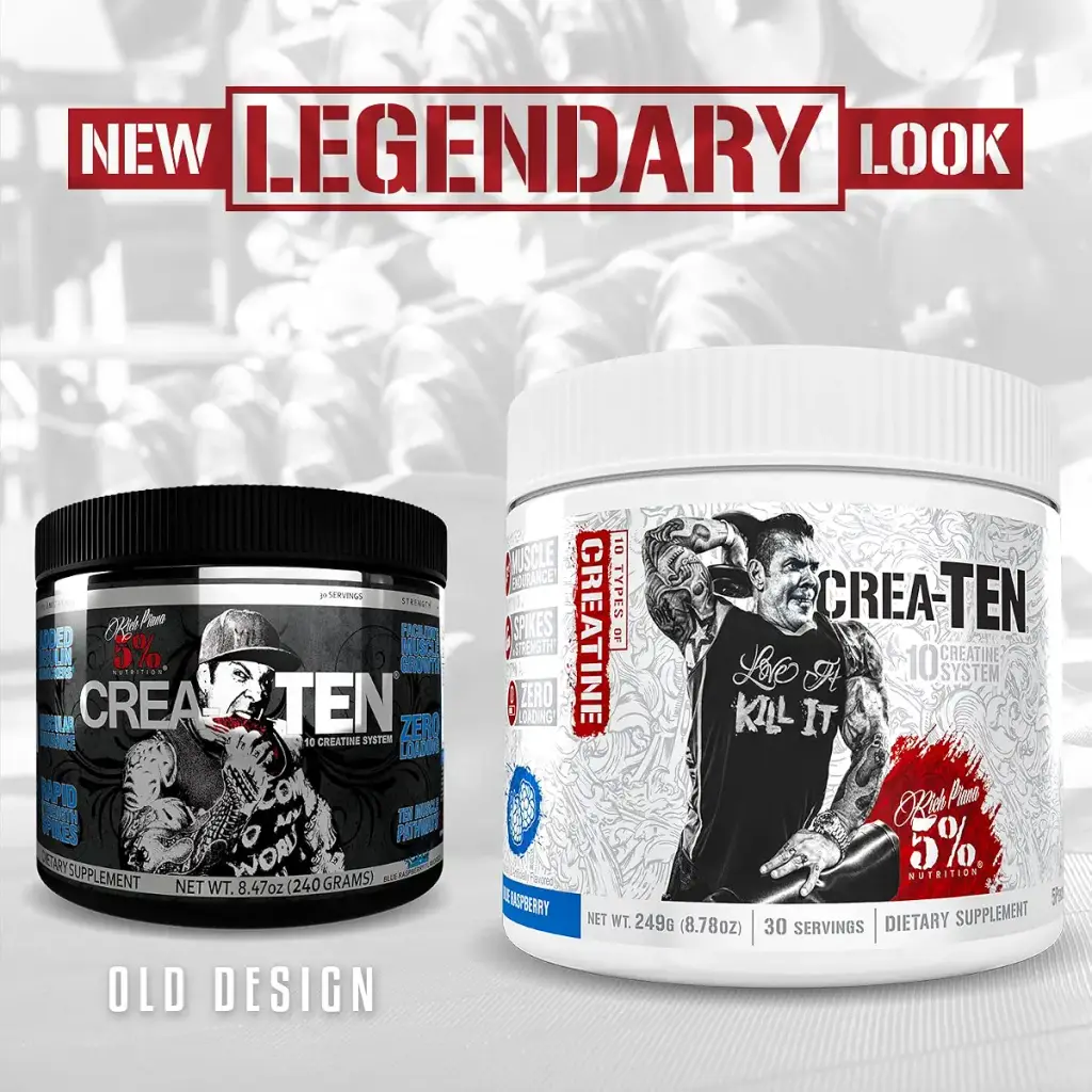 Rich Piana 5% Nutrition CreaTEN 10 Creatine Blend | Flavored Creatine Powder for Muscle — 9.52 oz