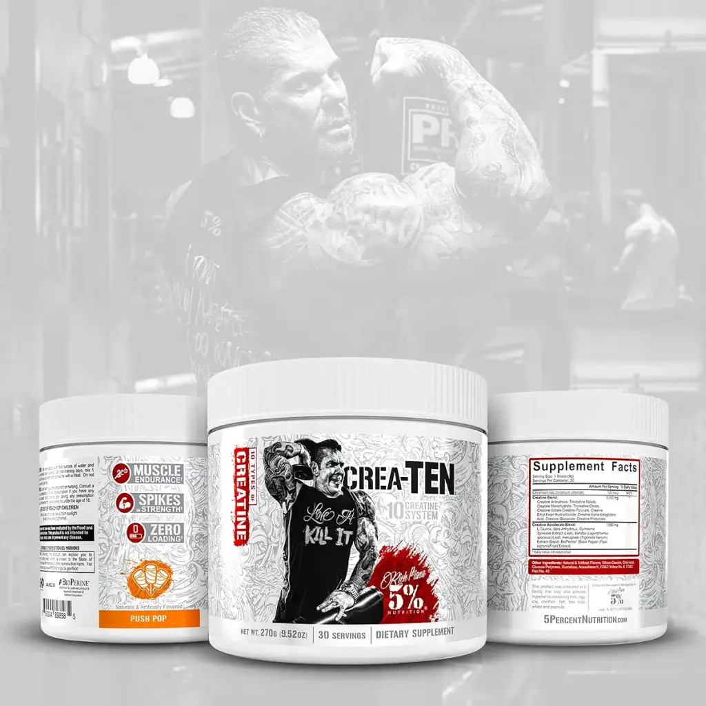 Rich Piana 5% Nutrition CreaTEN 10 Creatine Blend | Flavored Creatine Powder for Muscle — Powder