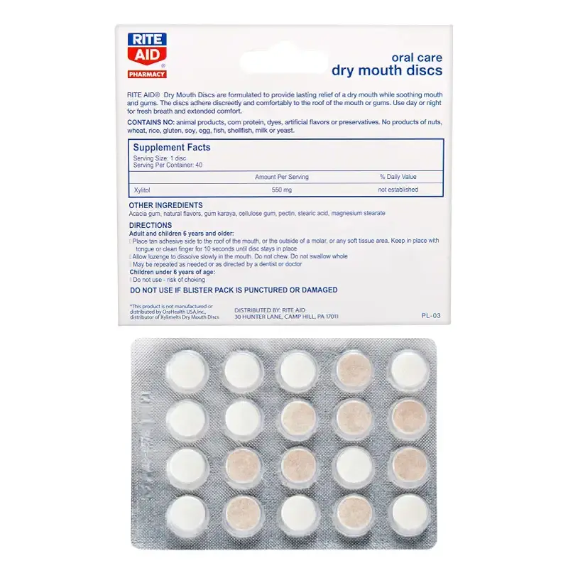 Rite Aid Dry Mouth Discs - 40 Discs | Mint Flavor Freshens Breath | Oral Care Dry Mouth — Mint