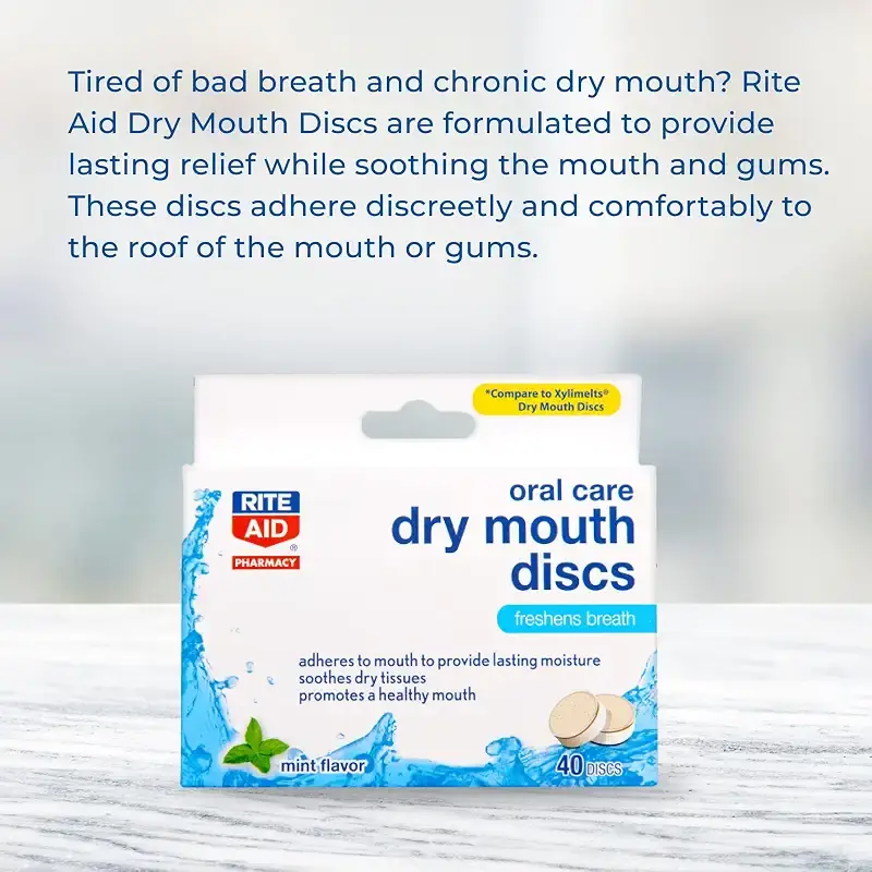 Rite Aid Dry Mouth Discs - 40 Discs | Mint Flavor Freshens Breath | Oral Care Dry Mouth — Mint