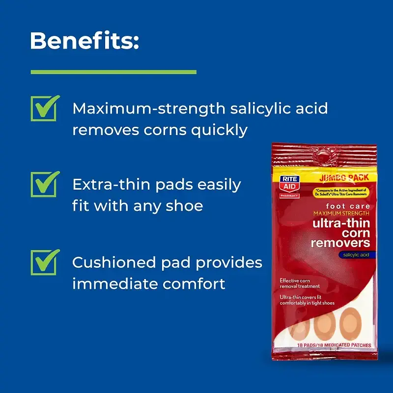 Rite Aid Foot Care Maximum Strength Ultra-Thin Corn Removers - 18 Pads/ 18 Medicated — pack of 18
