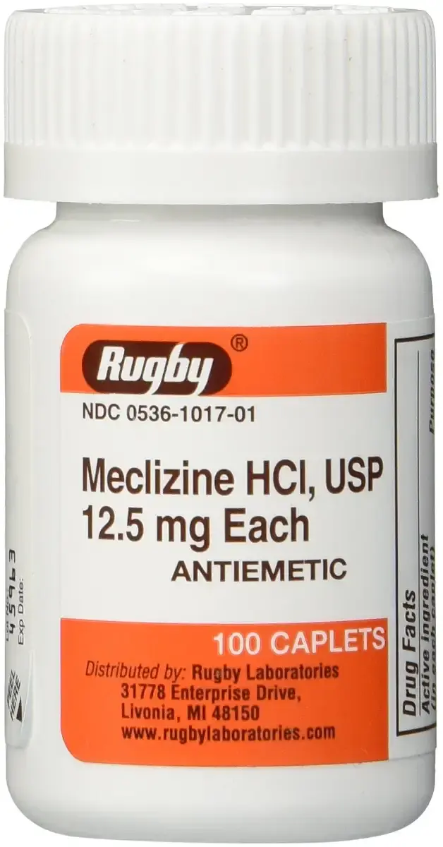 Rugby Meclizine Tablets 12.5mg, 100 Count 100 Count (Pack of 1)