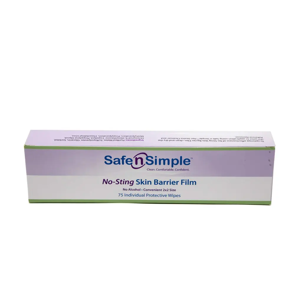 Safe n' Simple No Sting Skin Prep Wipes - 75 Individual Ostomy Barrier Film Wipes - Skin Prep Protective Wipes - Bandage Medical for Skin