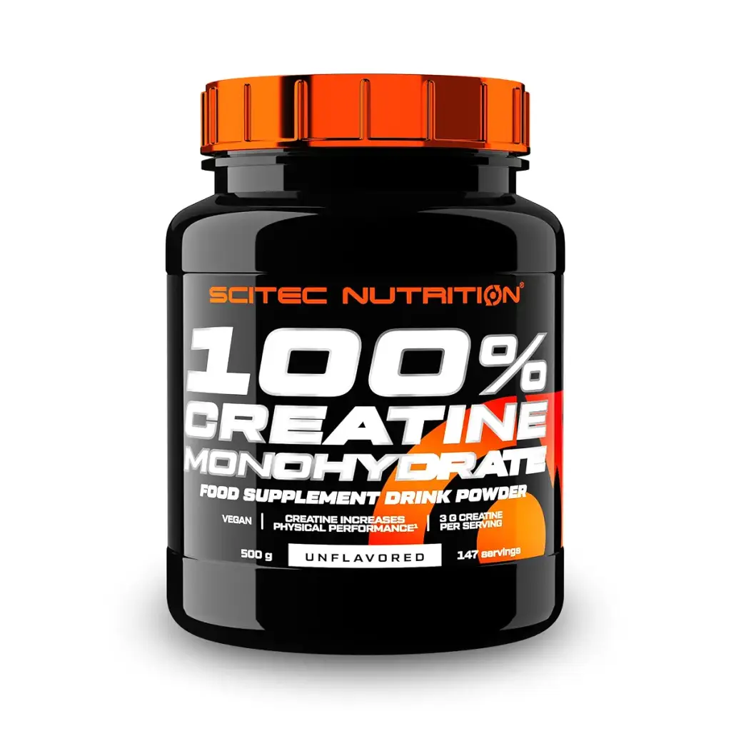 Scitec Nutrition 100% Creatine Monohydrate - Vegan - 3g par portion - Boost de performance pour les exercices de haute intensit - 500g non aromatis Sans saveur 500g