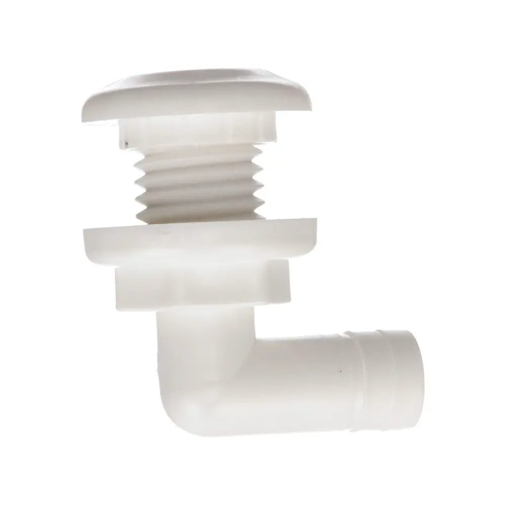 Seachoice 90-Degree Thru Hull Fitting, Fits 3/4 in. ID Hose, 7/8 in. Max. Hull