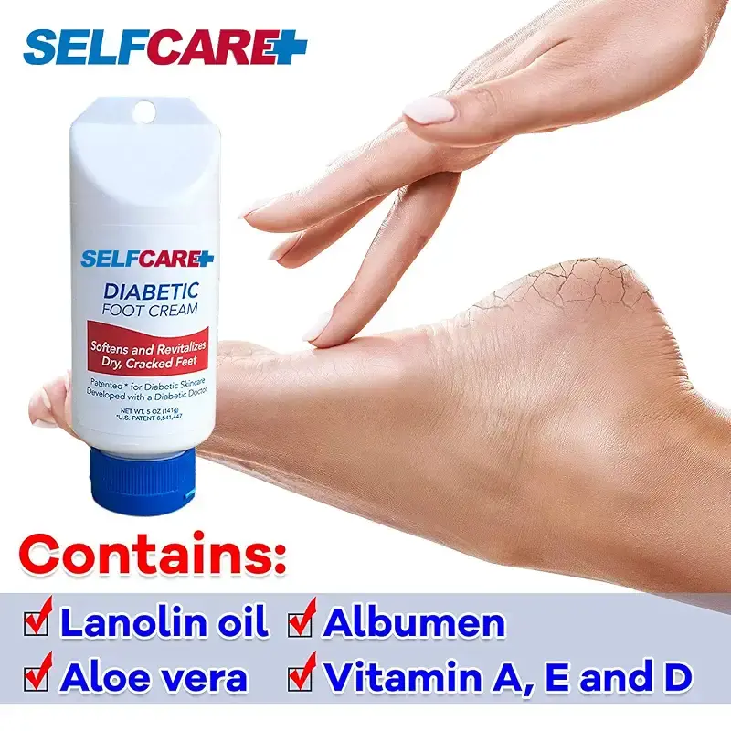 Selfcare Plus Diabetic Foot Cream For Dry Cracked Feet. Leaves Hands Legs Feet & Body — Body Support