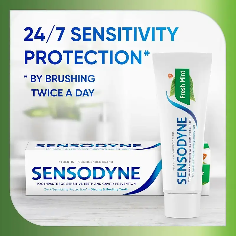 Sensodyne Fresh Mint Sensitive Toothpaste, Cavity Prevention and Sensitive Teeth — pack of 2
