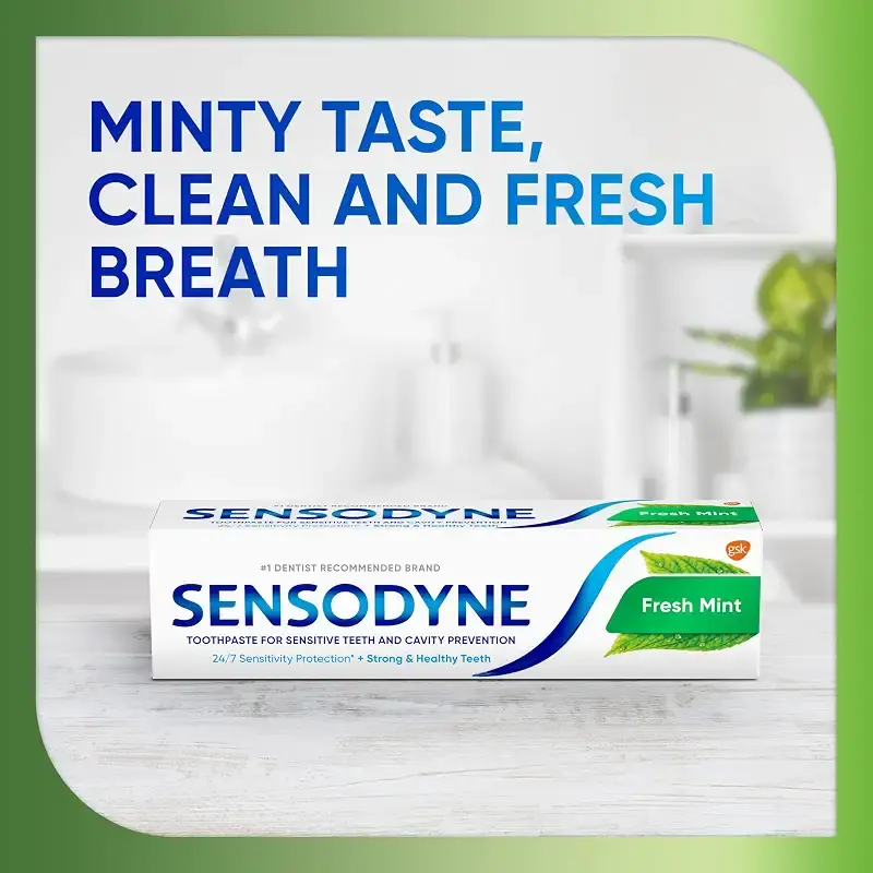 Sensodyne Fresh Mint Sensitive Toothpaste, Cavity Prevention and Sensitive Teeth — Mint