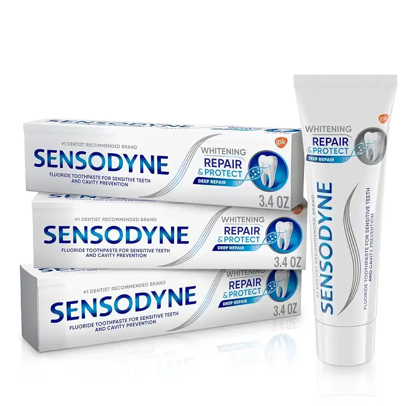 Sensodyne Repair and Protect Whitening Toothpaste Toothpaste for Sensitive Teeth and Cavity Prevention 3.4 oz (Pack of 3)