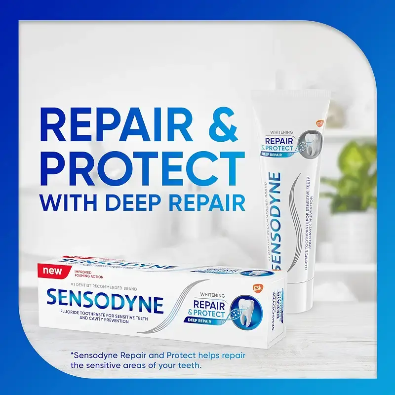 Sensodyne Repair and Protect Whitening Toothpaste Toothpaste for Sensitive Teeth and — pack of 3