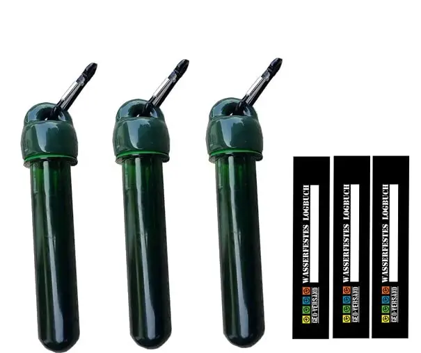 Set of 3 with Petling carabiner and PET cap - logbook hanging attachment geocaching hiding place preform outdoor storage