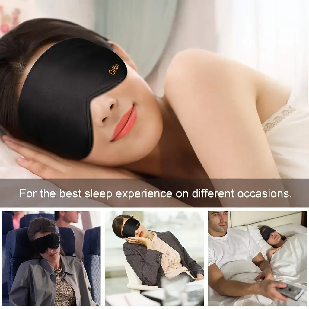Silk Sleep Eye Mask for Men/Women/Kids, Gritin Ultra Soft Skin-Friendly Silk Eye Sleeping — Sleep Wellness