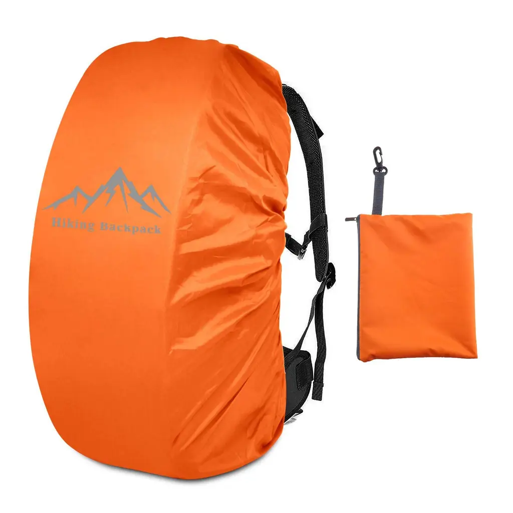 SING F LTD Safe Backpack Rain Cover 35L Reflective Cross Buckle Straps Waterproof Bag Cover with Storage Bag Outdoor Camping Travel Rainproof Orange