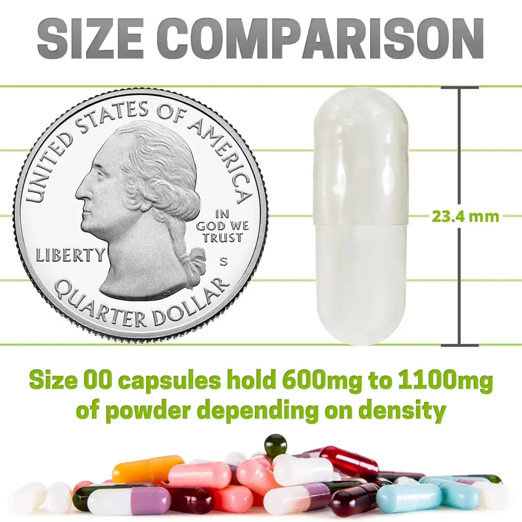 Size 00 Empty Capsules - 100 Count Clear Empty Vegan Capsules - Empty Vegetarian Pill — pack of 100