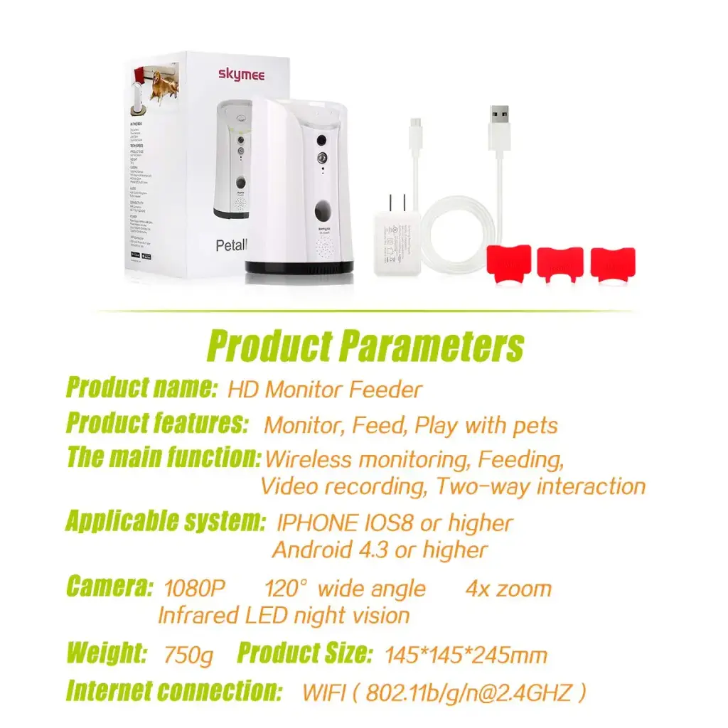 SKYMEE SM-02 Dog Camera Treat Dispenser, Remote Pet Camera with Two-Way Audio and Night — Pet