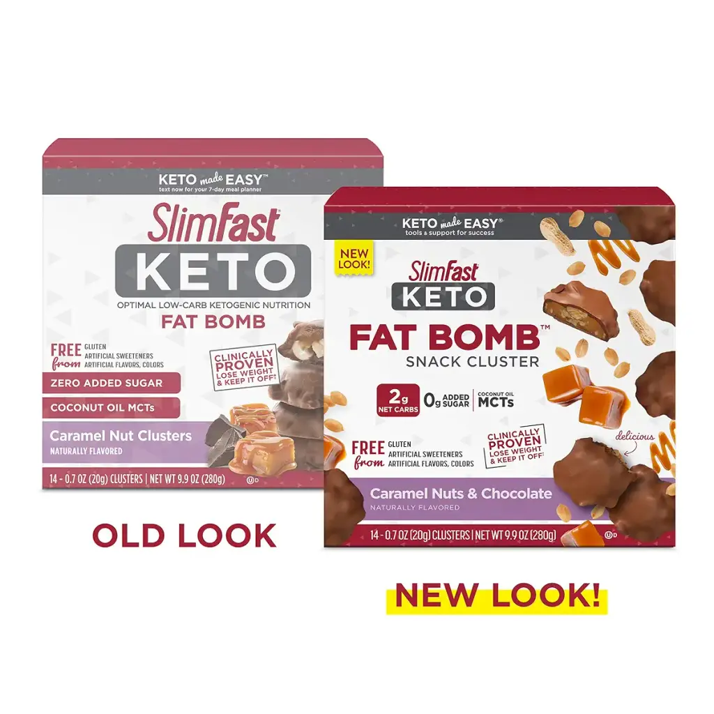 SlimFast Keto Fat Bomb Snack Cluster, Caramel Nuts & Chocolate, Keto Snacks for Weight — Chocolate