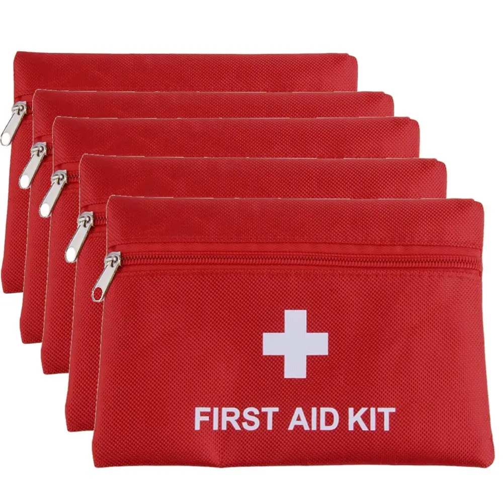 Small First Aid Kit Bag Empty, First Aid Bag Pouch Compact Survival Medicine Bag for Home Office Car Businesses Camping(Empty Bag) (5 Pack, 1680D, 7.9*5.5Inch)
